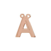 14k Rose Block Initial A Necklace Center