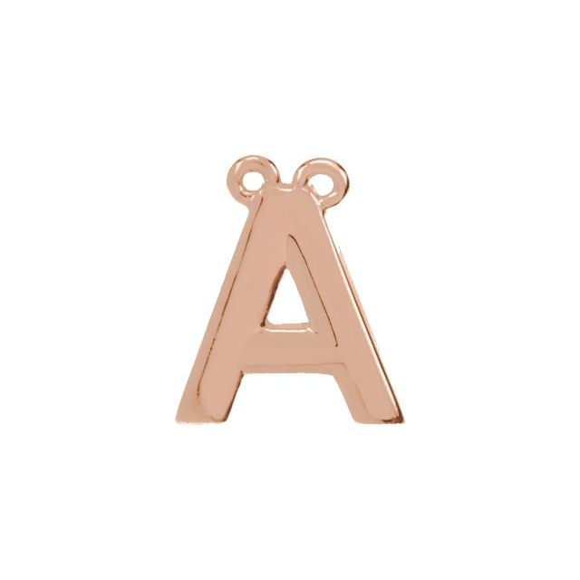 14k Rose Block Initial A Necklace Center