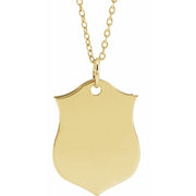 18k Yellow Vermeil Engravable Shield 24' Necklace