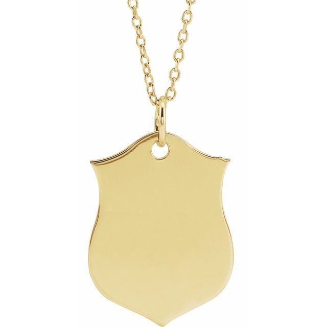 18k Yellow Vermeil Engravable Shield 24' Necklace