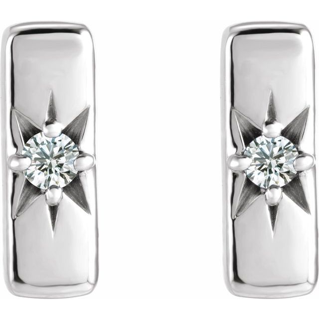14K White .07 CTW Lab-Grown Diamond Bar Earrings