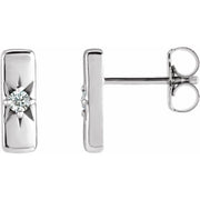 14K White .07 CTW Lab-Grown Diamond Bar Earrings