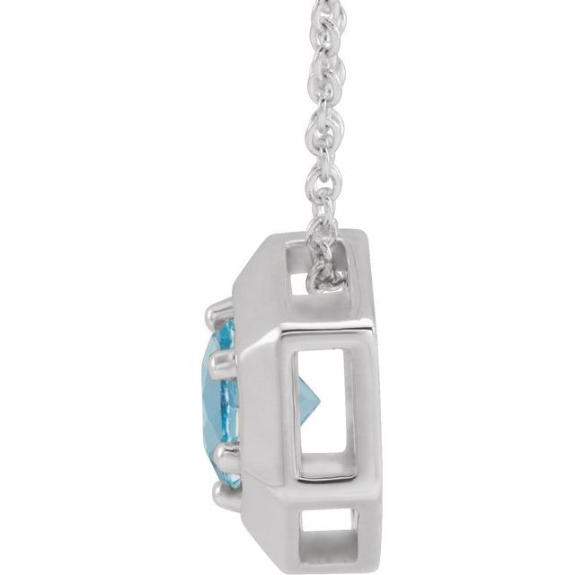 14K White Natural Aquamarine Geometric 16-18' Necklace