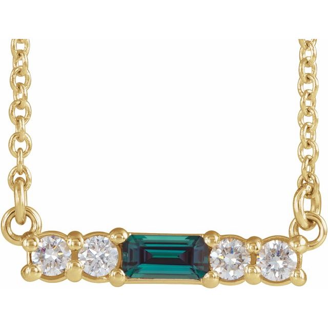 14K Yellow Lab-Grown Alexandrite & 1/8 CTW Natural Diamond 18' Necklace