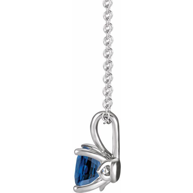 Sterling Silver 4 mm Lab-Grown Blue Sapphire 16-18' Necklace