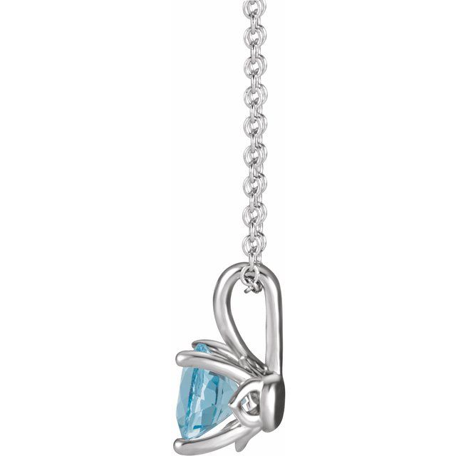 14K White 6 mm Natural Aquamarine 16-18' Necklace
