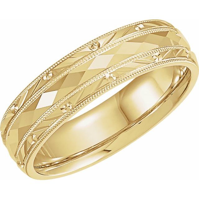14K Yellow 6 mm Design Band Size 10