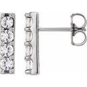 14k White 1/2 Ctw Natural Diamond Bar Earrings