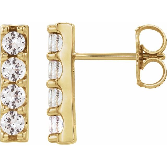 14K Yellow 1/2 CTW Natural Diamond Bar Earrings