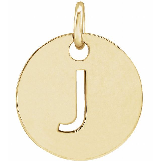 14K Yellow Initial J Pendant