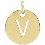 14K Yellow Initial V Pendant