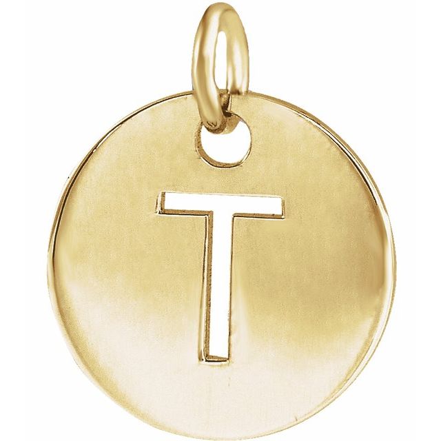 14K Yellow Initial T Pendant
