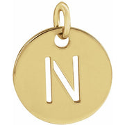 14K Yellow Initial N Pendant