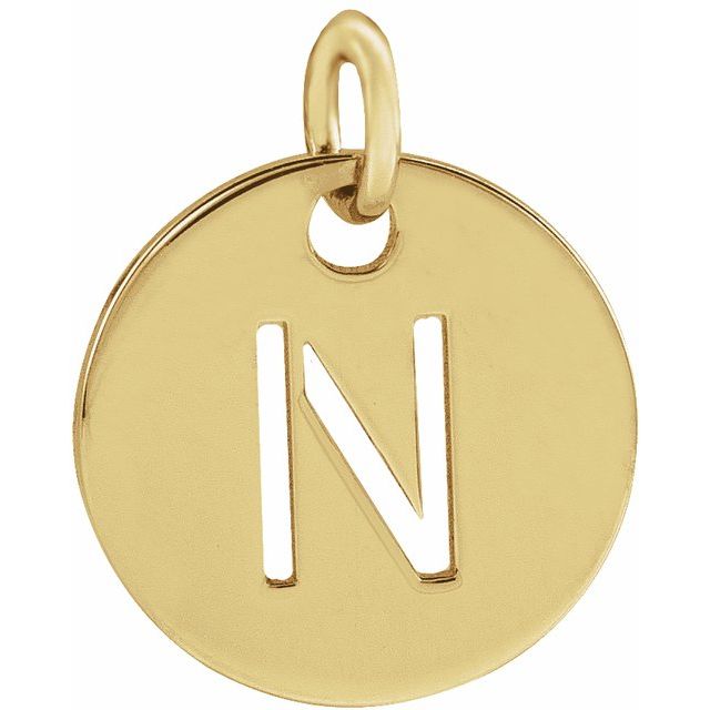 14K Yellow Initial N Pendant