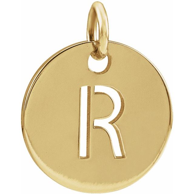 14K Yellow Initial R Pendant