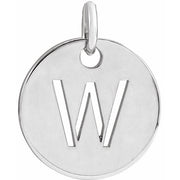 14K White Initial W Pendant