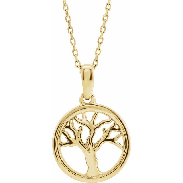 14K Yellow Tree of Life 16-18' Necklace
