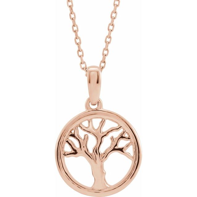 14K Rose Tree of Life 16-18' Necklace