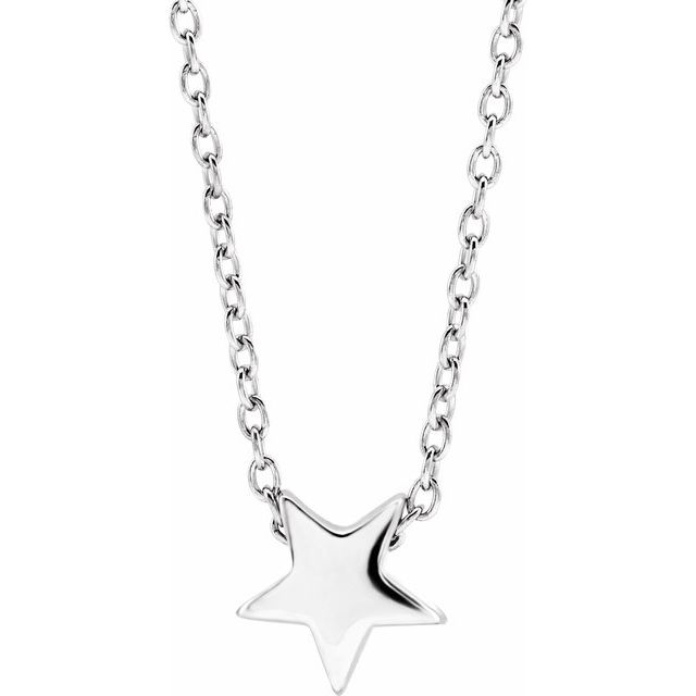 14K White Star 16-18' Necklace