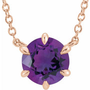 14k Rose Natural Amethyst Solitaire 18' Necklace