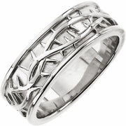 14k White 6 Mm Thorn Design Band Size 6