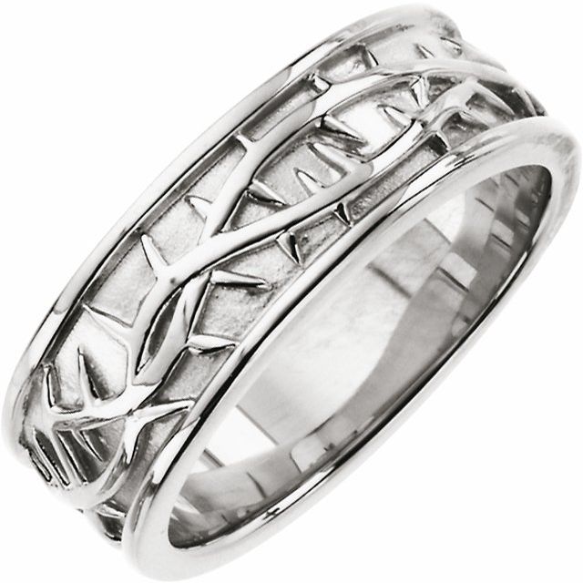 14k White 6 Mm Thorn Design Band Size 6