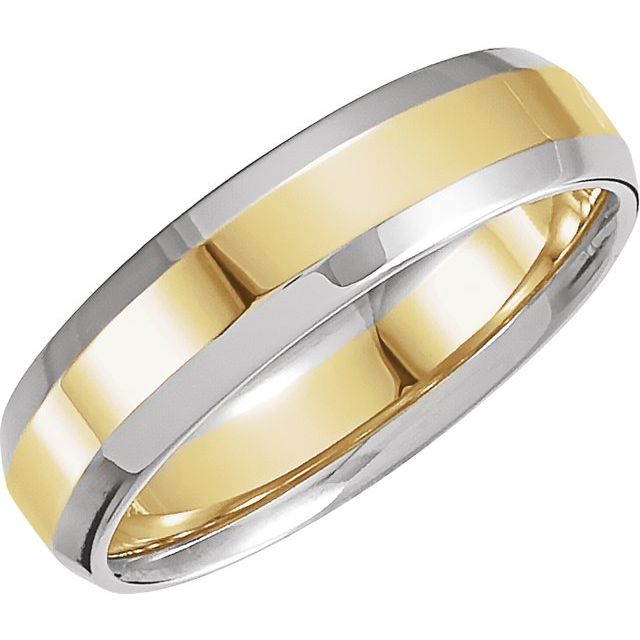 14k White/yellow  6 Mm Beveled-edge Band Size 10