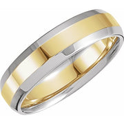 14K White/Yellow  6 mm Beveled-Edge Band Size 9.5