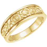 14K Yellow 6 mm Floral Band