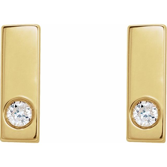 14K Yellow .03 CTW Natural Diamond Bar Earring