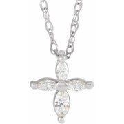 14K White 1/6 CTW Natural Diamond Cross 16' Necklace