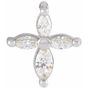 14K White 1/6 CTW Natural Diamond Cross Pendant