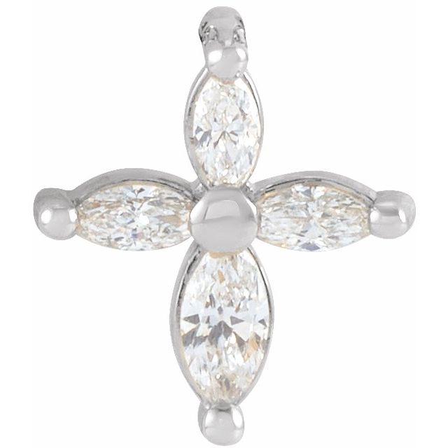 14K White 1/6 CTW Natural Diamond Cross Pendant