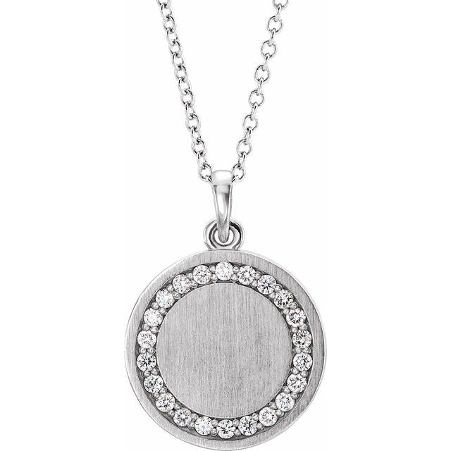 Sterling Silver 1/5 CTW Natural Diamond Engravable 16-18' Necklace