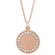 14K Rose 1/5 CTW Natural Diamond Engravable 16-18' Necklace