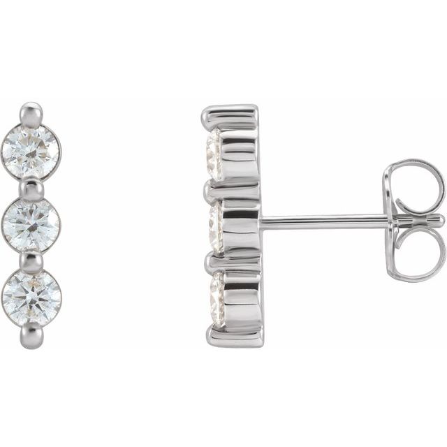 14K White 1/2 CTW Natural Diamond Bar Earrings