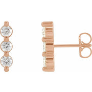 14K Rose 1/2 CTW Natural Diamond Bar Earrings
