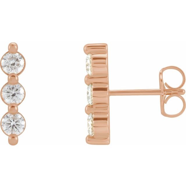 14K Rose 1/2 CTW Natural Diamond Bar Earrings