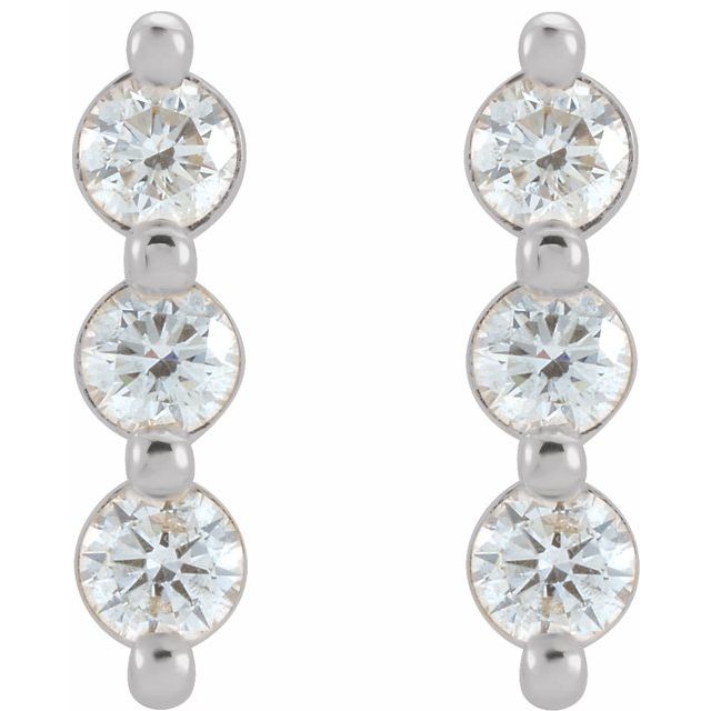 14K White 1/2 CTW Natural Diamond Bar Earrings