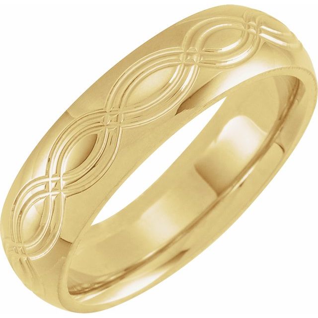 14K Yellow 6 mm Infinity Patterned Band Size 10