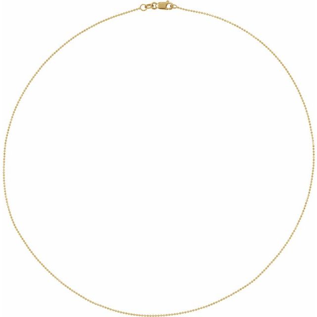 14K Yellow 1 mm Diamond-Cut Bead 7' Chain