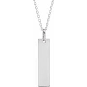 14k White 20x5 Mm Engravable Bar 20' Necklace