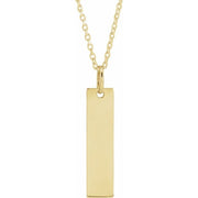 14K Yellow 20x5 mm Engravable Bar 20' Necklace