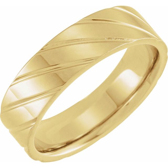 14K Yellow 6 mm Grooved Band Size 10