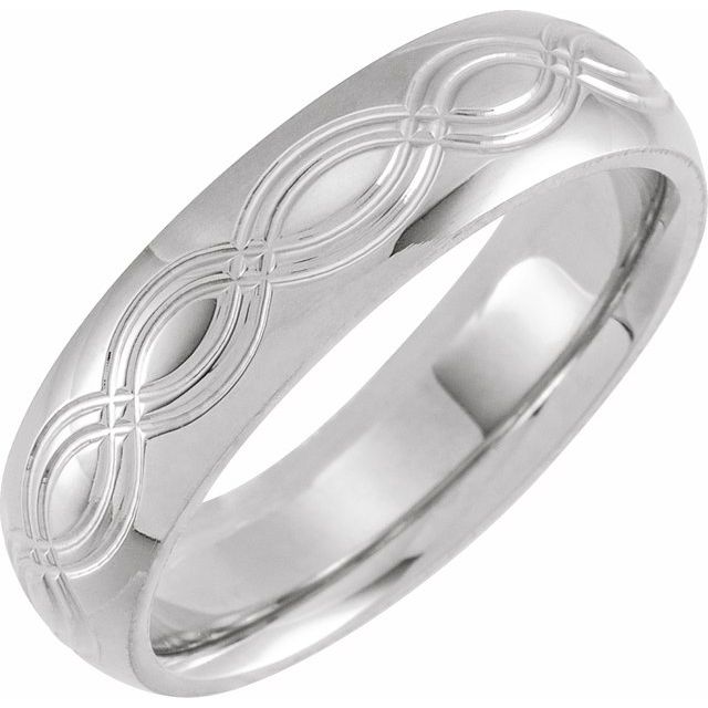 14K White 6 mm Infinity Patterned Band Size 6