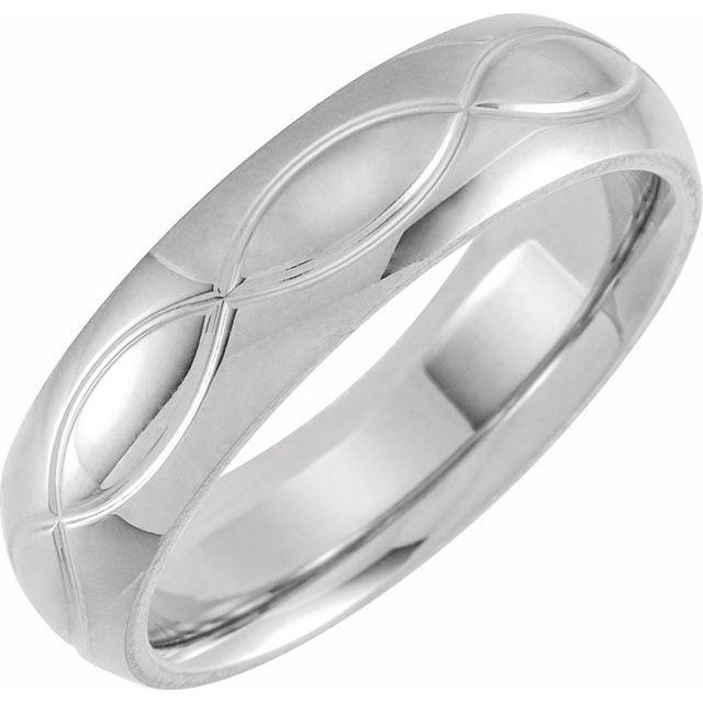 14K White 6 mm Infinity Patterned Band Size 11
