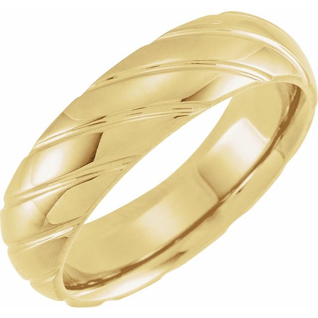 14K Yellow 6 mm Grooved Band Size 10