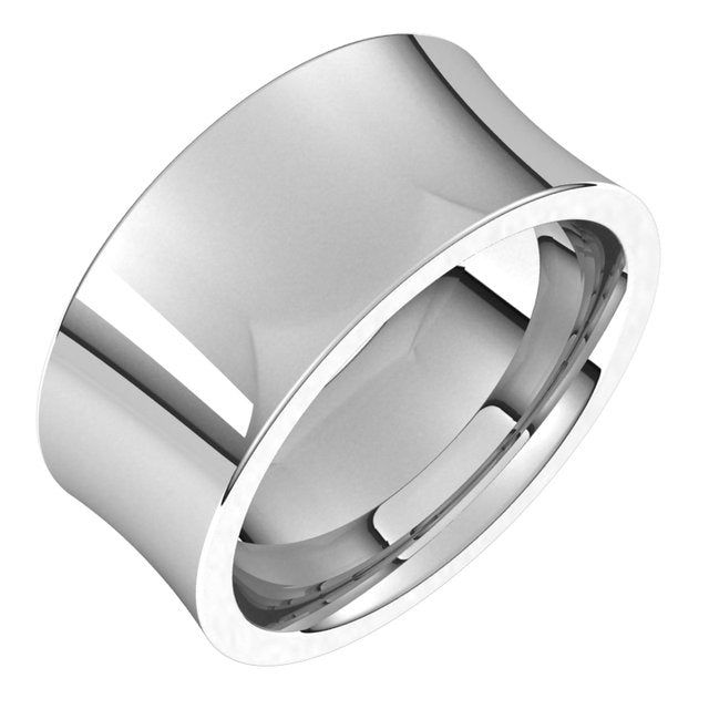 14k White 9 Mm Comfort-fit Concave Band Size 7