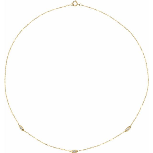 14K Yellow 1/5 CTW Natural Diamond 3-Station 16' Necklace