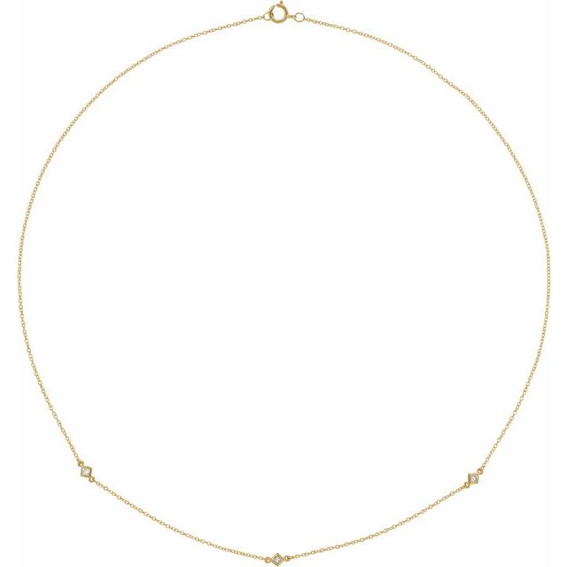 14K Yellow 1/6 CTW Natural Diamond 3-Station 16' Necklace